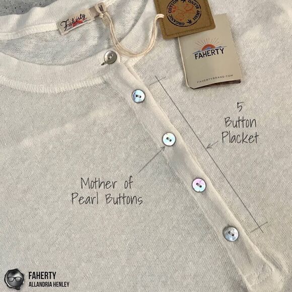 FAHERTY WOMEN’S ALLANDRIA SHORT SLEEVE HENLEY T SHIRT WITH HEMP & ORGANIC COTTON - Picture 5 of 16